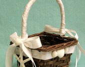 Beach Wedding Flower Girl Basket with Starfish and YOUR RIBBON CHOICE