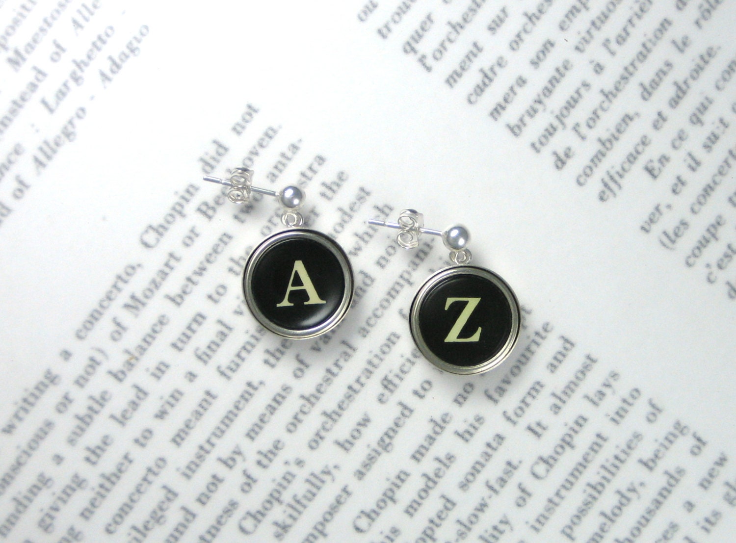 Typewriter Key Earrings Custom Post Style Dangles - Typewriter Key Jewelry By Haute Keys