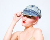 80s News Boy Hat - Acid Wash Club Kid Denim Hat - 1980s Spike Stud Embellished UNISEX Mens Cap Hat - 24"