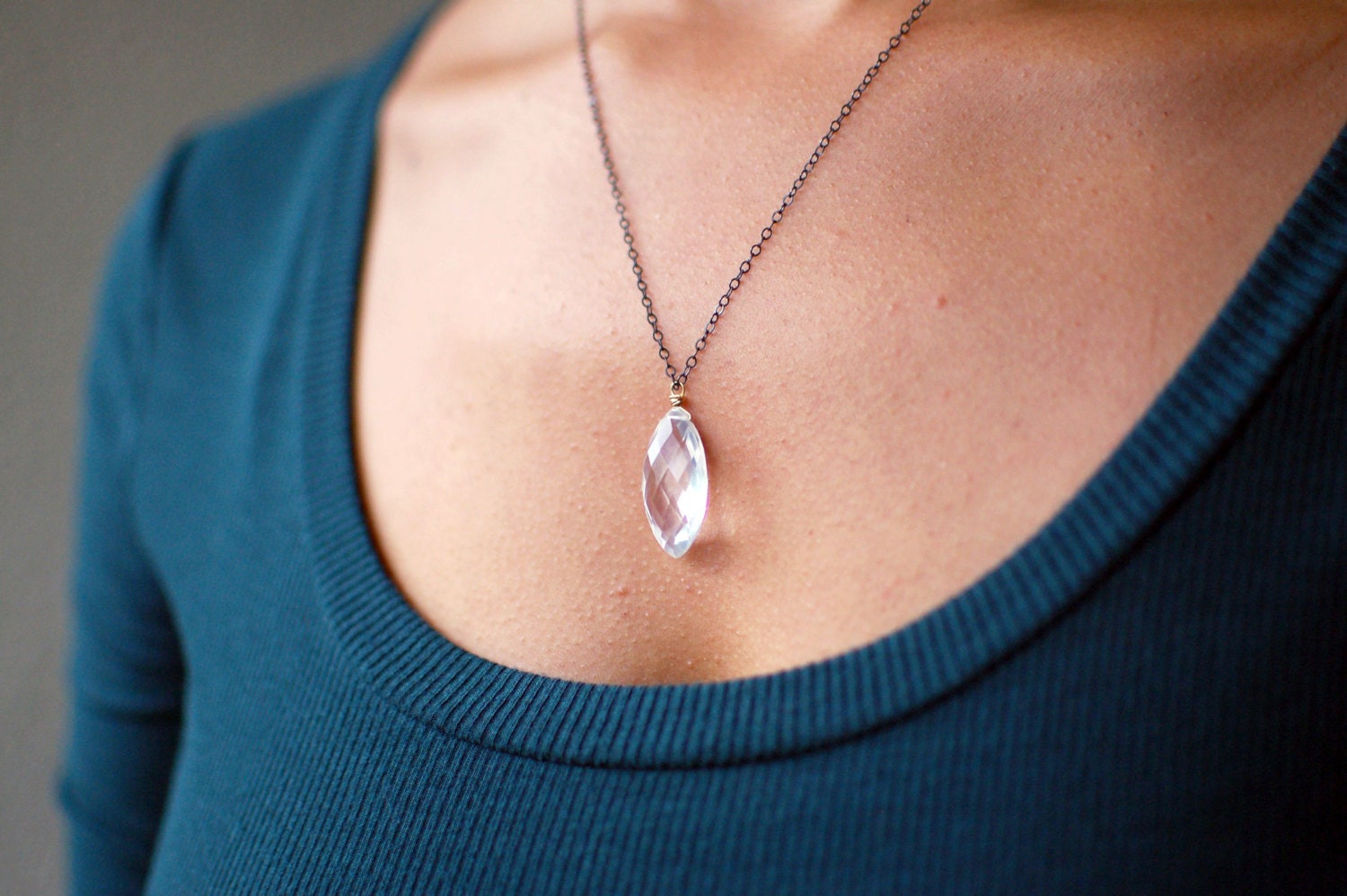 Spring Sale / ONLY ONE Crystal Gemstone and Dark Sterling Silver Necklace / Handmade in Seattle Jewelry