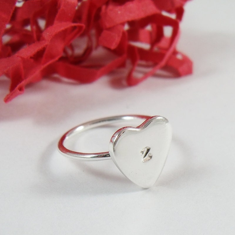 Personalized Initial Heart Ring Sterling Silver - CharitableCreations