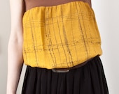 Burning Burta Tube Top, size medium, size large, yellow, brown, spring, beach, boho, romantic, brown jersey, cotton, summer