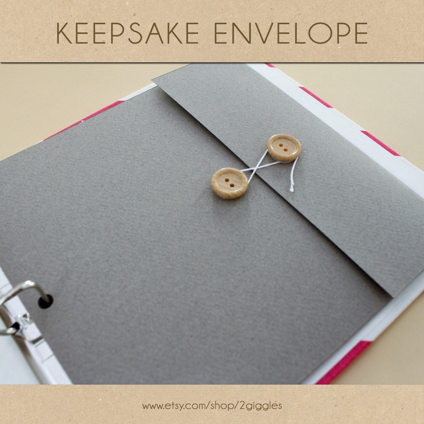 Keepsake Envelope - Felt Grey -  Include in your Two Giggles Baby Album