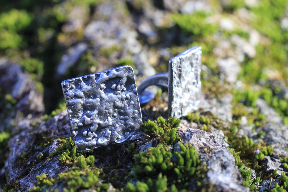 Moon Landing, handmade silver square cuff links