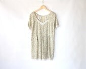 Vintage 90s Ivory Floral & Lace Summer Romper // Women's Silky Shorteralls