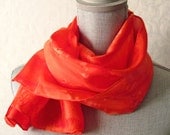 Silk Scarf Hand Dyed in Tangerine Orange