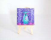 Miniature Painting, Colorful Bear Totem, Whimsical Small Art, Children's Animal Character - Original Mini Painting by Kimberly Kling