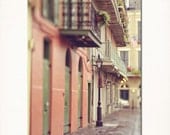 French Quarter Pirates Alley Art Photograph. New Orleans Affordable 8"x10" Print. Mardi Gras. Street Lamp, Morning, Pastel