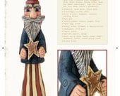 Uncle Sam Folk Art Doll Wood Carving is Featured Stampington Prims Magazine