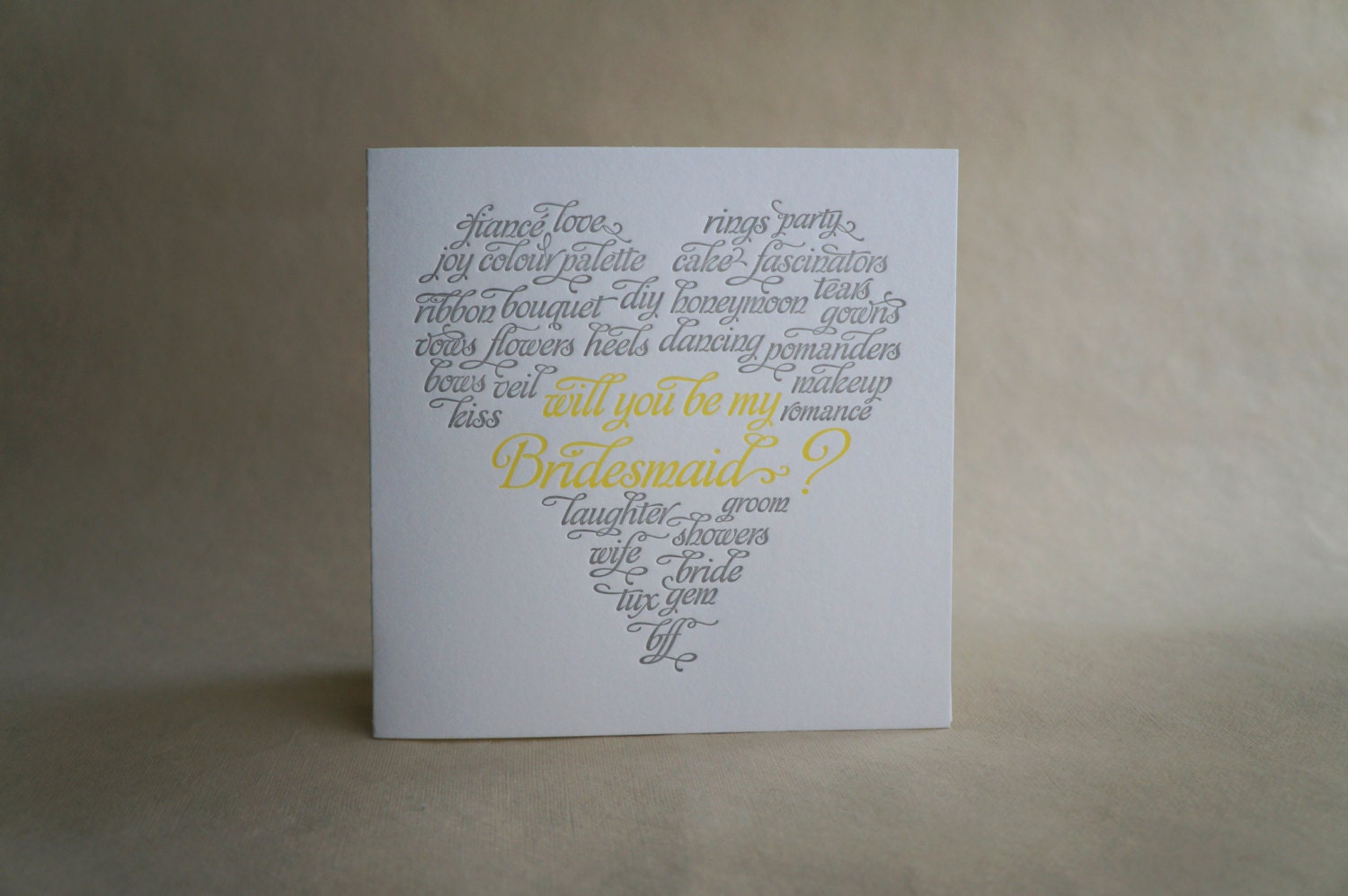 Letterpressed Will You Be My Bridesmaid Cards