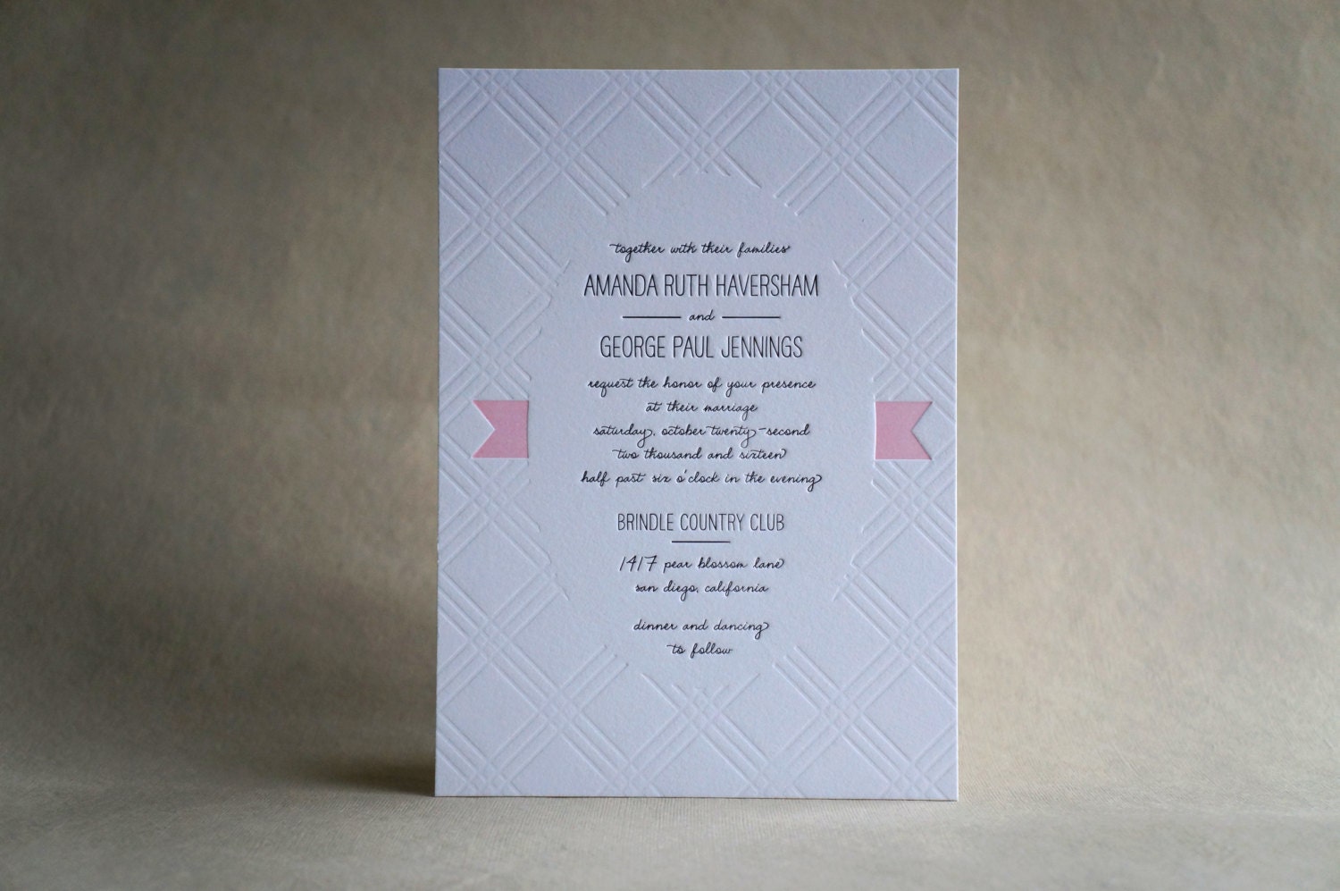 Modern Letterpress Wedding Invitation - Terrace