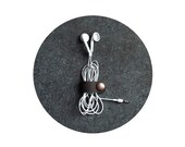 Set of 2 - FREE Shipping - Leather Cable Bands - Large and Small - Handmade Leather Cord Organizer