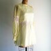 Vintage 60s Mod Mini Dress Pale Yellow White Cut-Out Circles 1960s Babydoll Dress S