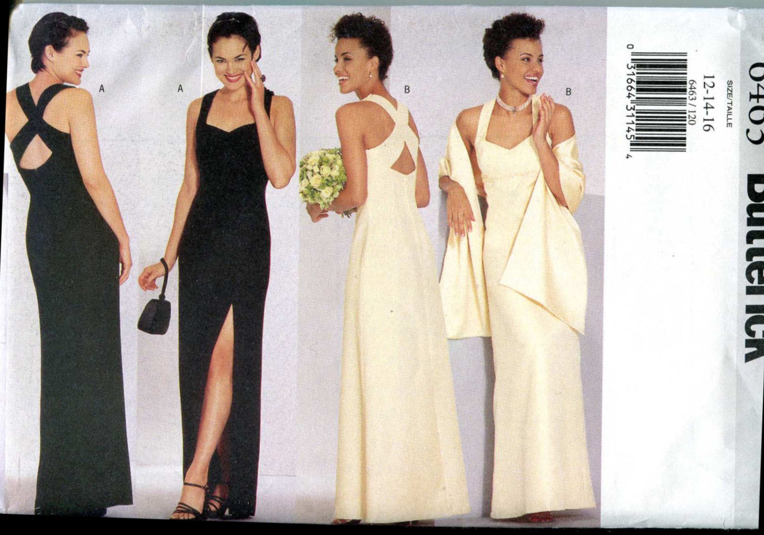 Butterick 6463 - UNCUT  Lined Halter Evening Gown and Stole Pattern