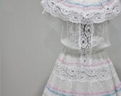 Weekend Sale - vintage 70s peasant dress - Lace & Ribbons sheer mexican full skirt cinco de mayo wedding dress