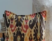 1 X IKAT ECO-FREINDLY Cushion Cover by Fairytale13 - 20 X 20" natural, brown, red, green tones. earthy geometric
