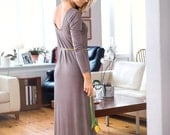F R E E Shipping/ LeMuse long open back Beige Dress