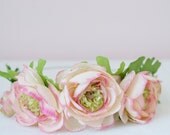 Pink Blush Cabbage Rose Floral Crown