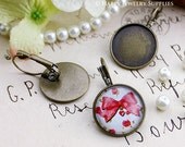 8Pcs (18mm) Nickel Free Antique Bronze Brass Earring Hoop with 18mm Round Pad (HJ142)