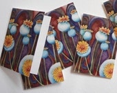 poppy pods, poppies card set, art print notecards