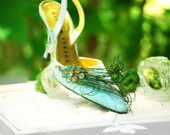 Wedding Shoe Clips Peacock & Herl Feathers. Something Blue Teal Turquoise, Bridal Bride Bridesmaid Gift for Her, Statement Couture Holidays