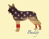 CHOOSE YOUR BREED Personalized Stars & Stripes Dog Print