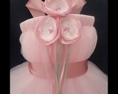 Silver Mauve Pink Flower Girl Dress
