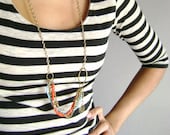 Wiggly - boho chic Red turquoise golden antique bronze style long necklace etsy fashion
