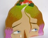 Hand painted plywood sculpture - Lady with Village on her Head VII