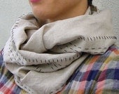 Hand stitched linen scarf - natural
