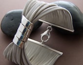 Vintage Sterling Mesh Bracelet - Sterling Silver Mesh Cuff Bracelet