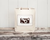 The Argus C3 - Vintage Camera Photograph on a Black or Natural Canvas Bag - Essentials Tote