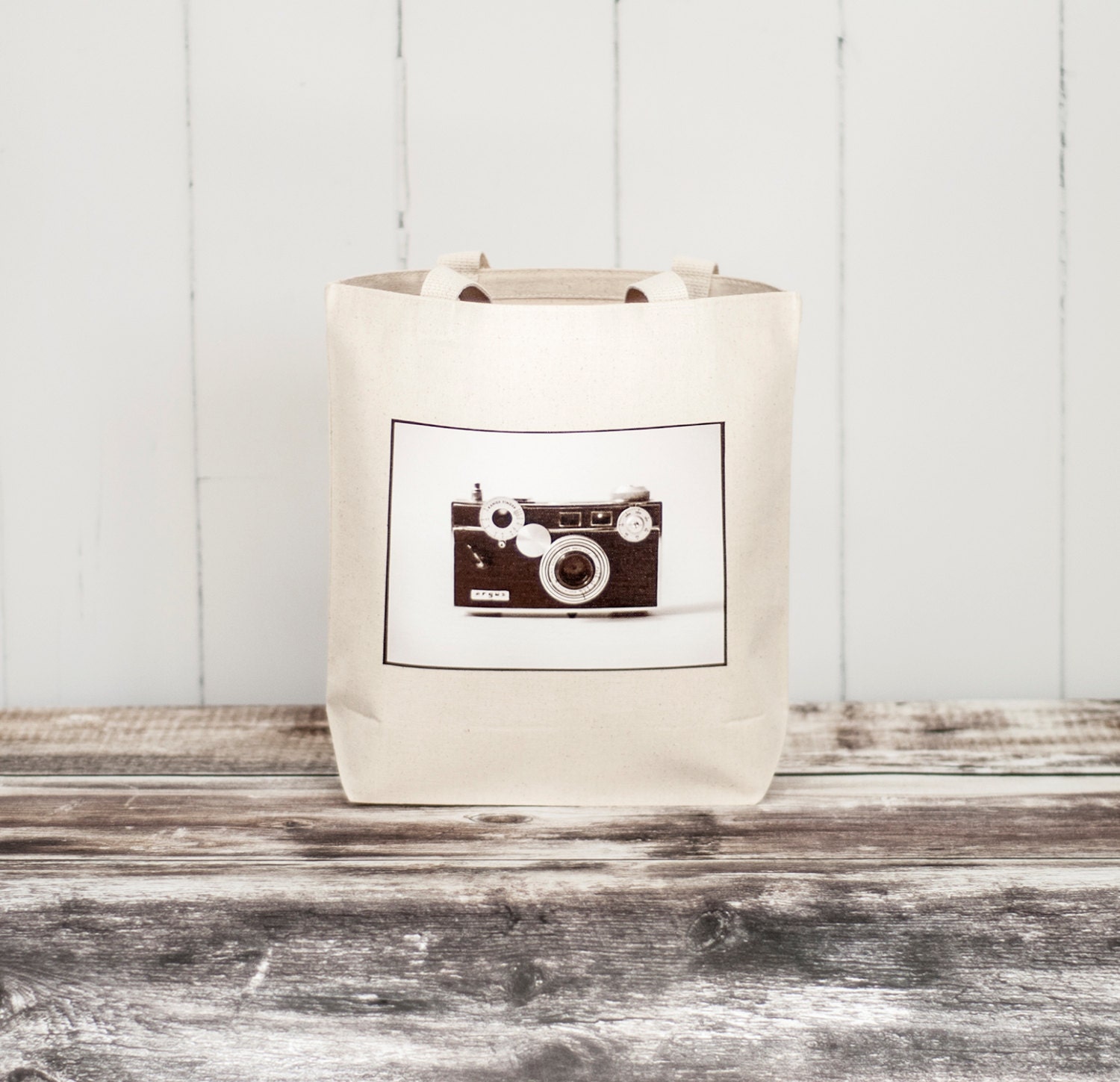The Argus C3 - Vintage Camera Photograph on a Black or Natural Canvas Bag - Essentials Tote