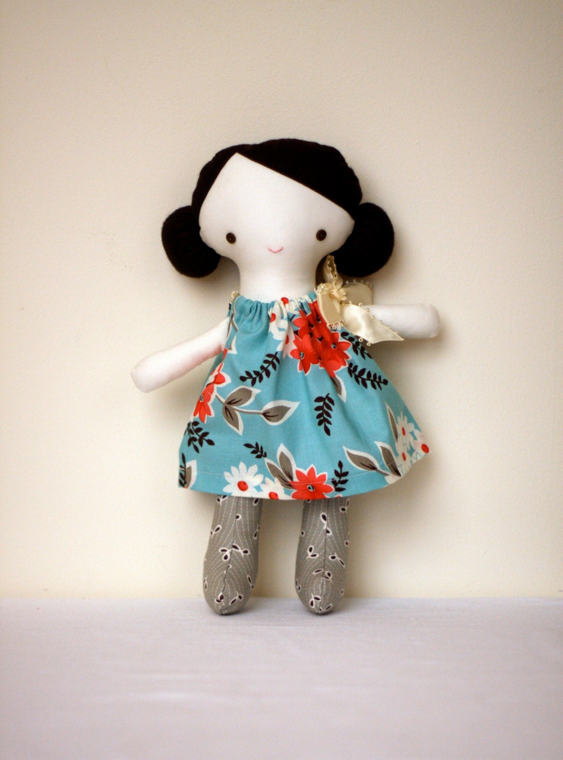 Florence doll- dark brown hair, green eyes