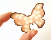 Wooden Butterfly Brooch - PASTEL FLOWERED BUTTERFLY
