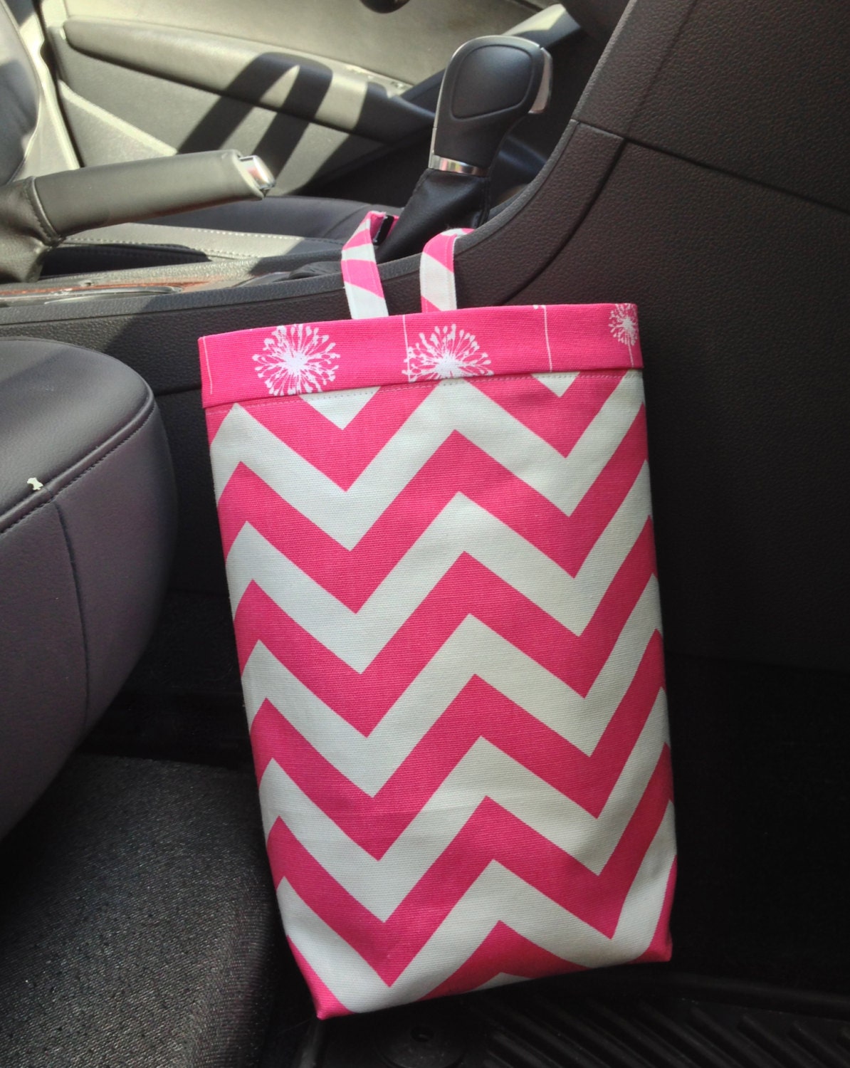 Car Trash Bag CHEVRON PINK, Women, Car Litter Bag, Auto Accessories, Auto Bag, Car Organizer