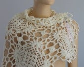 Cream Crochet  Lace Wedding  Shawl Capelet Shrug