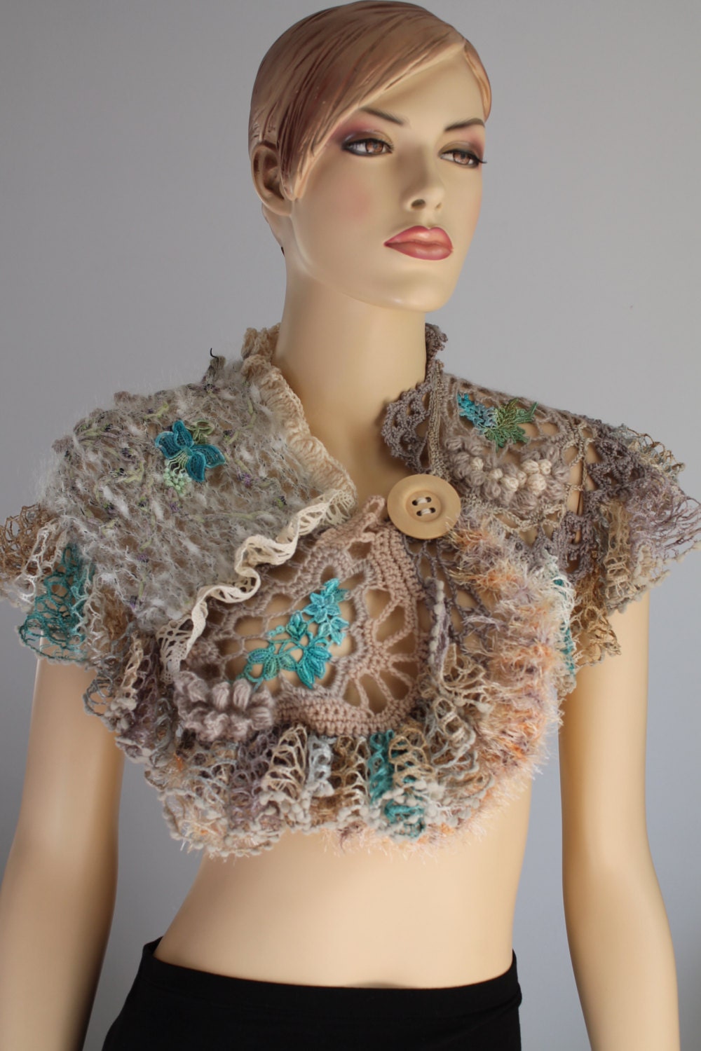 Freeform Crochet Capelet - Shrug - Wearable Art - OOAK