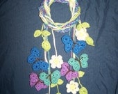 READY MADE Spring Butterfly Kisses Crocheted Scarf