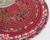 Bordeaux Round Fabric Coiled Mat / Mug Rug / Trivet / Hot Pad by PrairieThreads