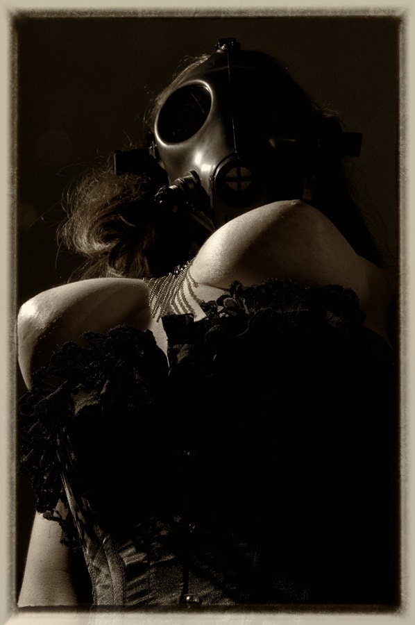 Fetish fine ART nude photography sepia gasmask corset - Wanted - 16