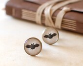 Black Bat Cufflinks. Bat Silhouette Cufflinks.