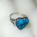 Faux or Real Turquoise Heart Ring Sterling Size 4.5 or 5.5 Free Ship Vintage