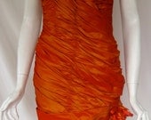 vtg VICKY TIEL COUTURE 1980s orange silk bombshell cocktail couture dress