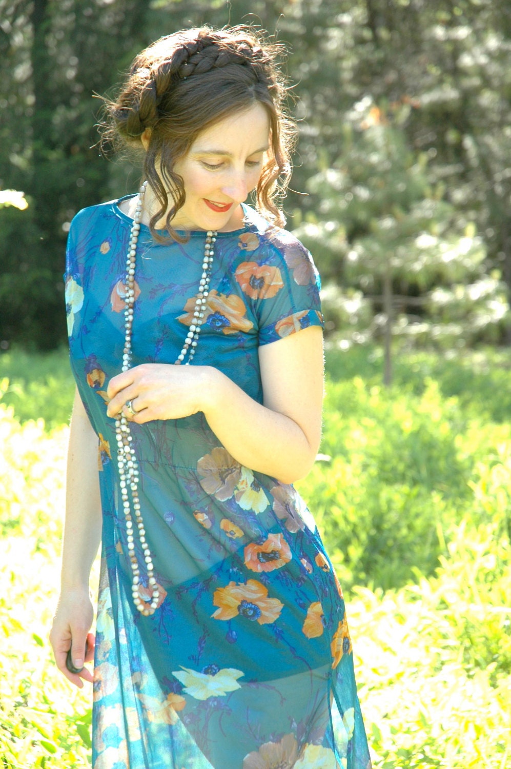 Semi Sheer Floral Dress... Boho Chic... TRANSPARENT DAYDREAMS (s)