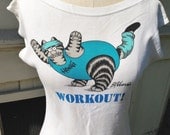 80s FAT CAT funny WORKOUT tshirt aerobics