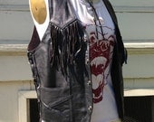 Leather black FRINGE western VEST