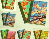 Beautiful A6 Notebook Journal in 6 Colorful Designs with Floral Nature Scenery from Autumn Leaves to Cherry Blossoms