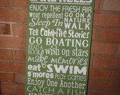 Typography Sign, Lake Rules, Hand Painted Primitive Wood Sign, Personalized Sign, Housewares, Home Decor, Subway