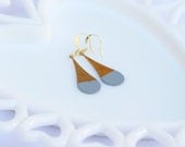 Gray Color Dipped Rounded Brass Dangle Earrings